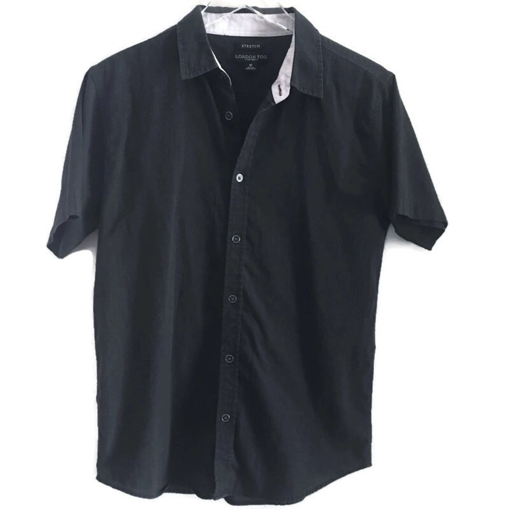 Men’s London Fog Dark Blue Button Down Shirt M